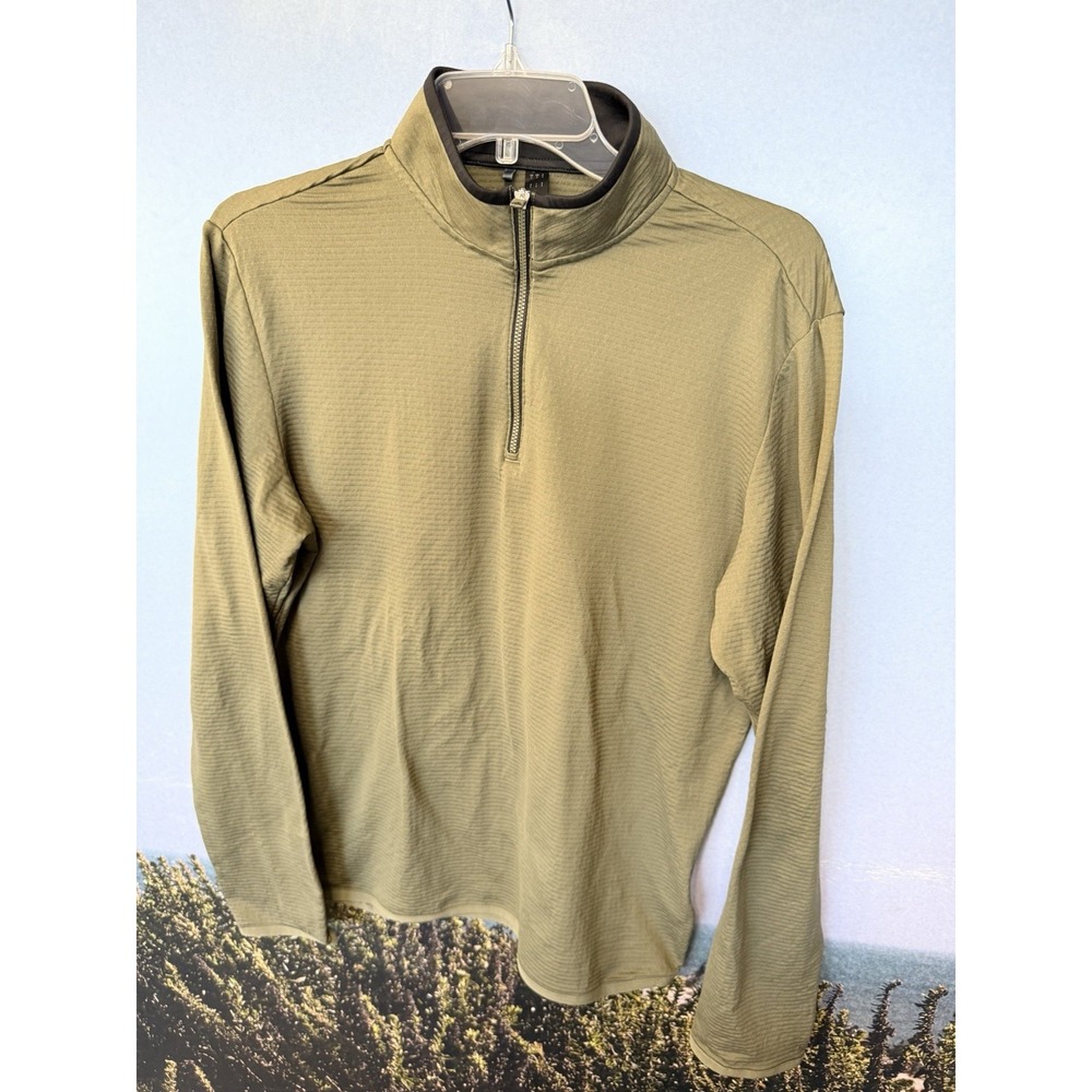 Adidas COLD.RDY Mens L Olive Green 1/4 Zip Pullover Textured Long Sleeve Top